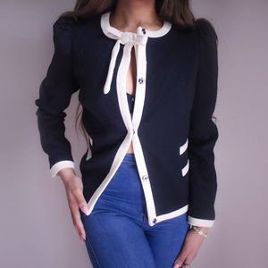 Milly Vintage Black Bow Wool Blazer